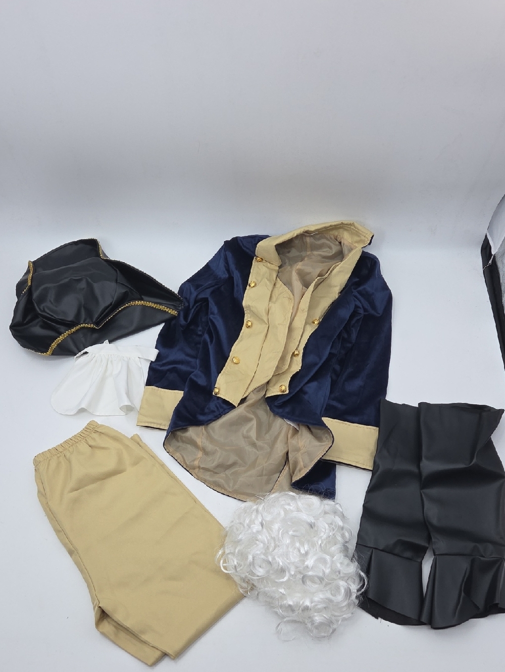 Classic Colonial Boys' Costume in Navy and Cream with White Wig - Picture 7 of 16